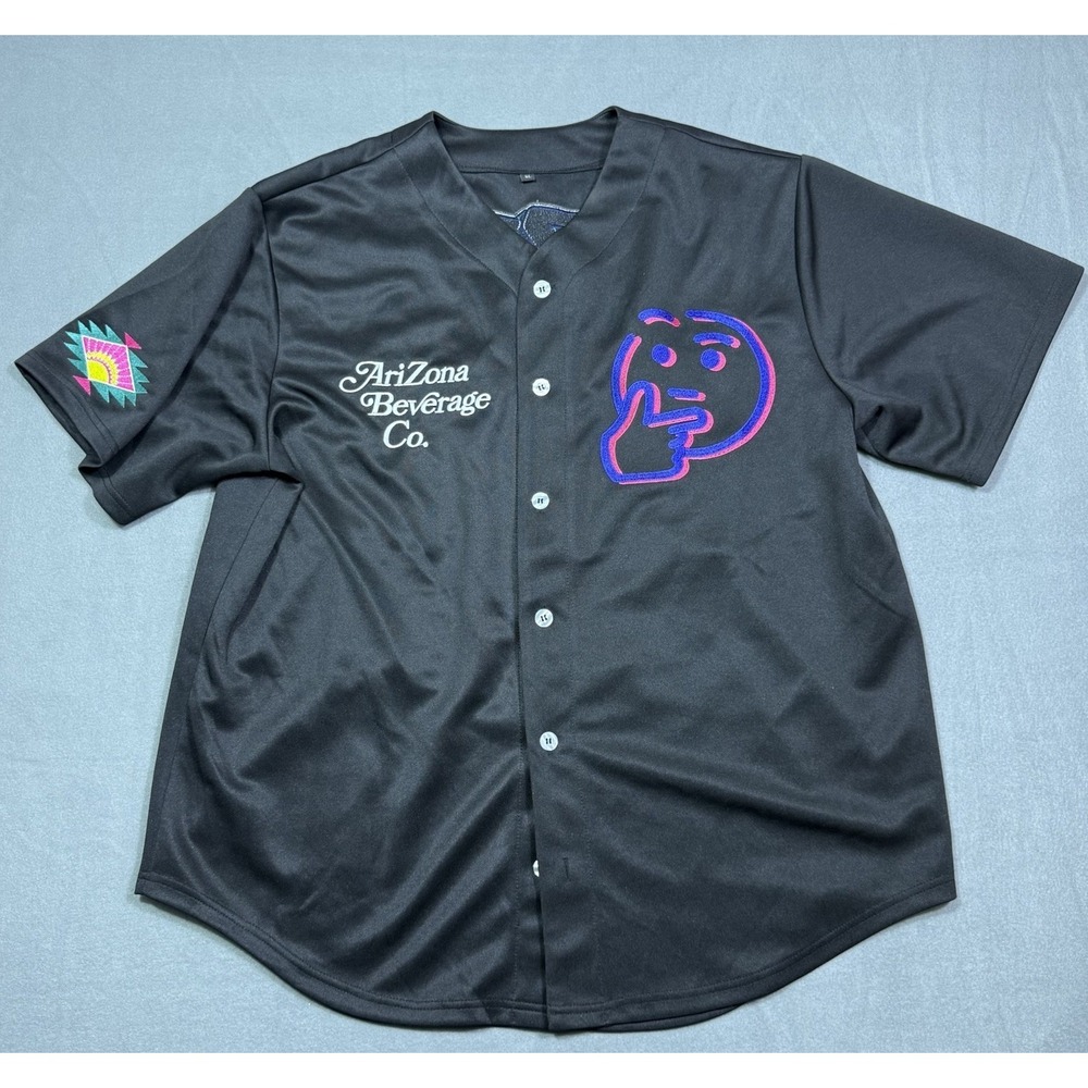 AriZona Beverage Co Rizzler 99 Baseball Jersey Black Button Front Adult XL